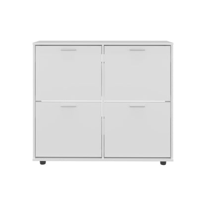 White Engineered Wood Shoe Rack Cabinet - 11.8 x 43.3 x 38" for Living Room