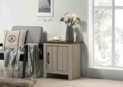 Gray Oak End Table with Storage - 16" W Nightstand