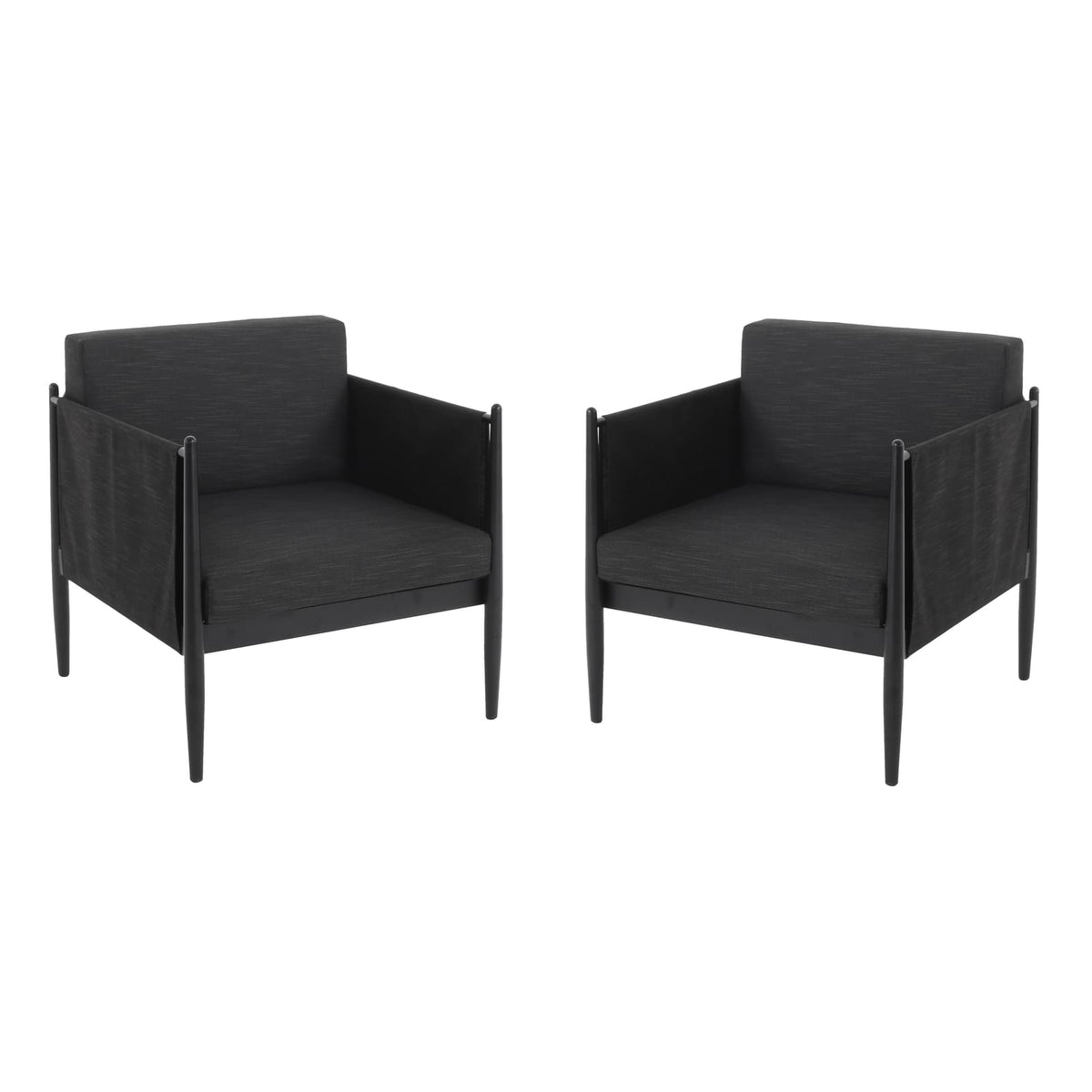 DAWSON Patio Club Chairs - Black Aluminum, 2-Piece Set