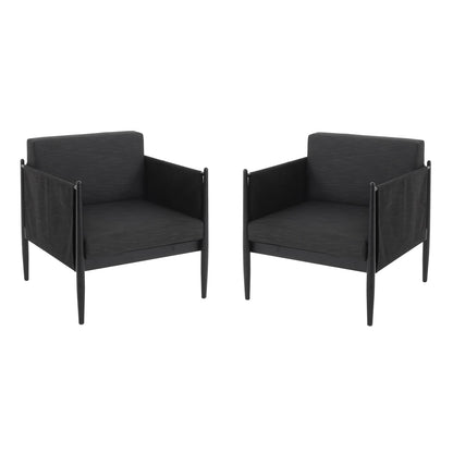 DAWSON Patio Club Chairs - Black Aluminum, 2-Piece Set