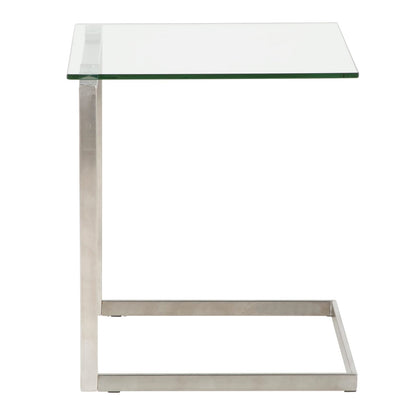 Clear Glass & Metal End Table - 19.25" Modern Design for Living Room