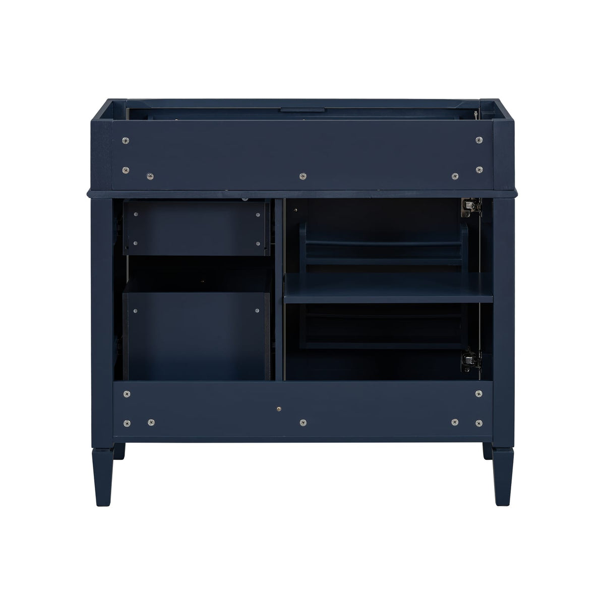 36" Blue Bathroom Vanity - Storage Cabinet with Drawers & Tip-out