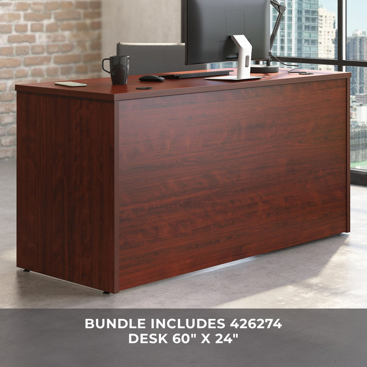 60" Red Desk With Hutch - Home Office Storage
