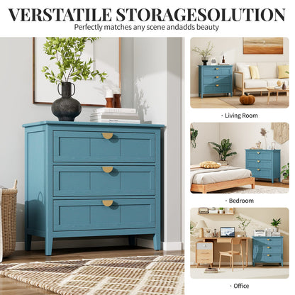 Blue MDF 3 Drawer Cabinet - Bedroom Storage