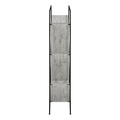 3-Tier Grey Metal Bookshelf - 60" Tall Display Shelf for Living Room