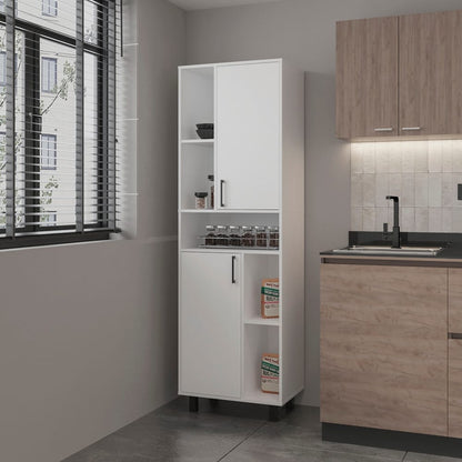 White Engineered Wood Pantry Cabinet - 16.2 x 23.6 x 74.8", Kitchen Storage