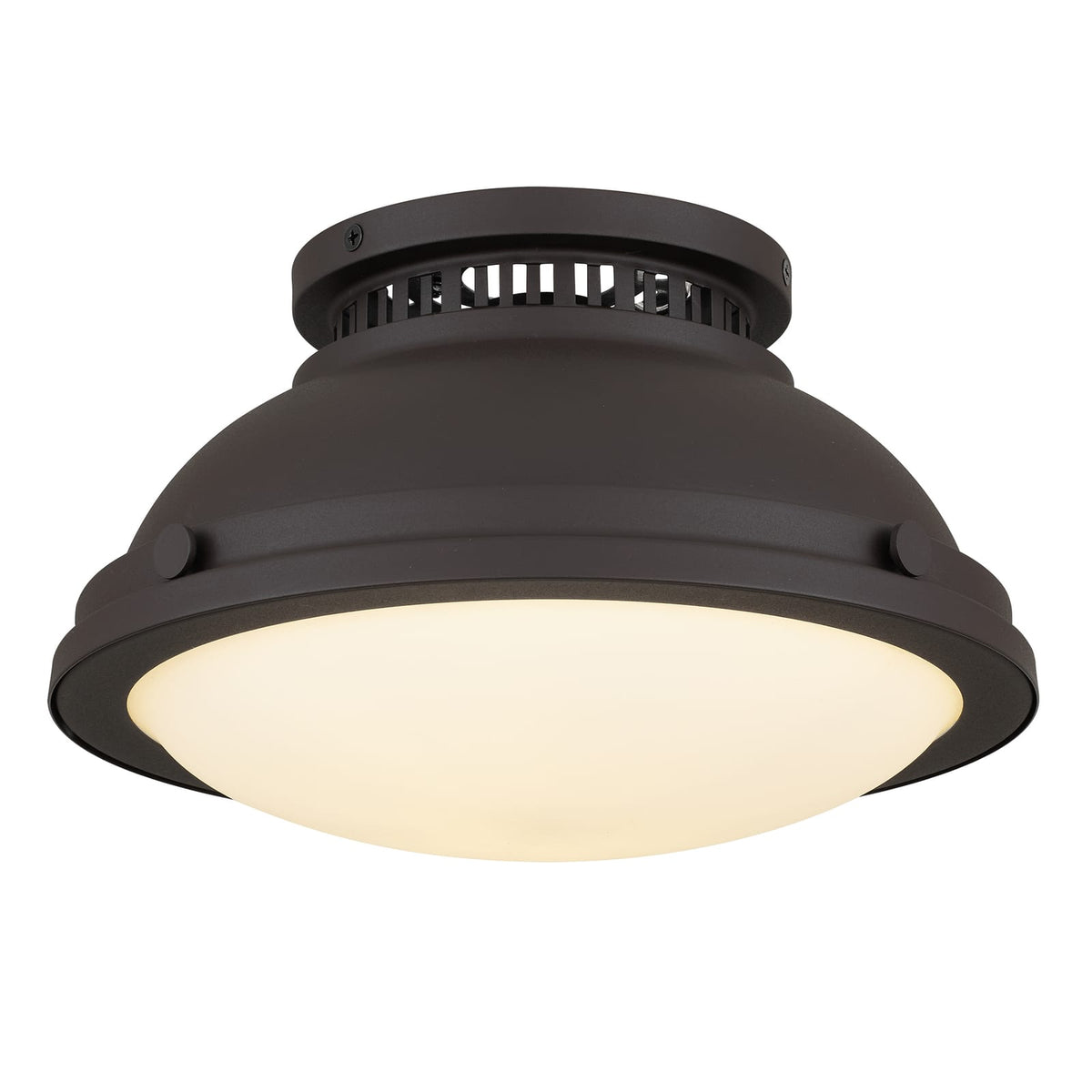 1-Light Antique Bronze Flush Mount - Bedroom Lighting