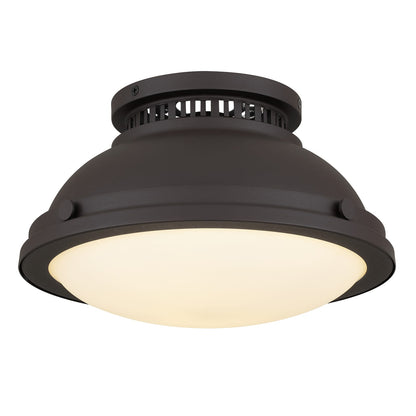 1-Light Antique Bronze Flush Mount - Bedroom Lighting