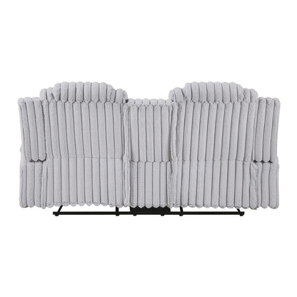 Light Gray Recliner Loveseat - Corduroy Comfort for Living Room