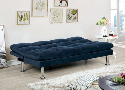 Navy Microfiber 2 Seat Futon Bed - Contemporary Style for Living Room