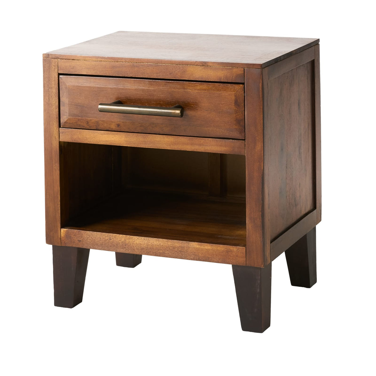 Acacia Wood Nightstand - 20" Brown Bedroom Table for Living Room