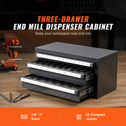 Gray Steel End Mill Cabinet - 3 Drawer Organizer