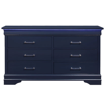 Blue 6 Drawer Dresser - Modern Bedroom Storage