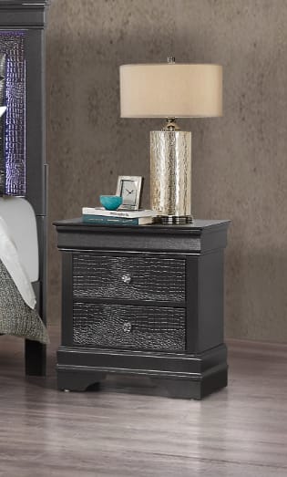 Grey Square Nightstand with 2 Drawers