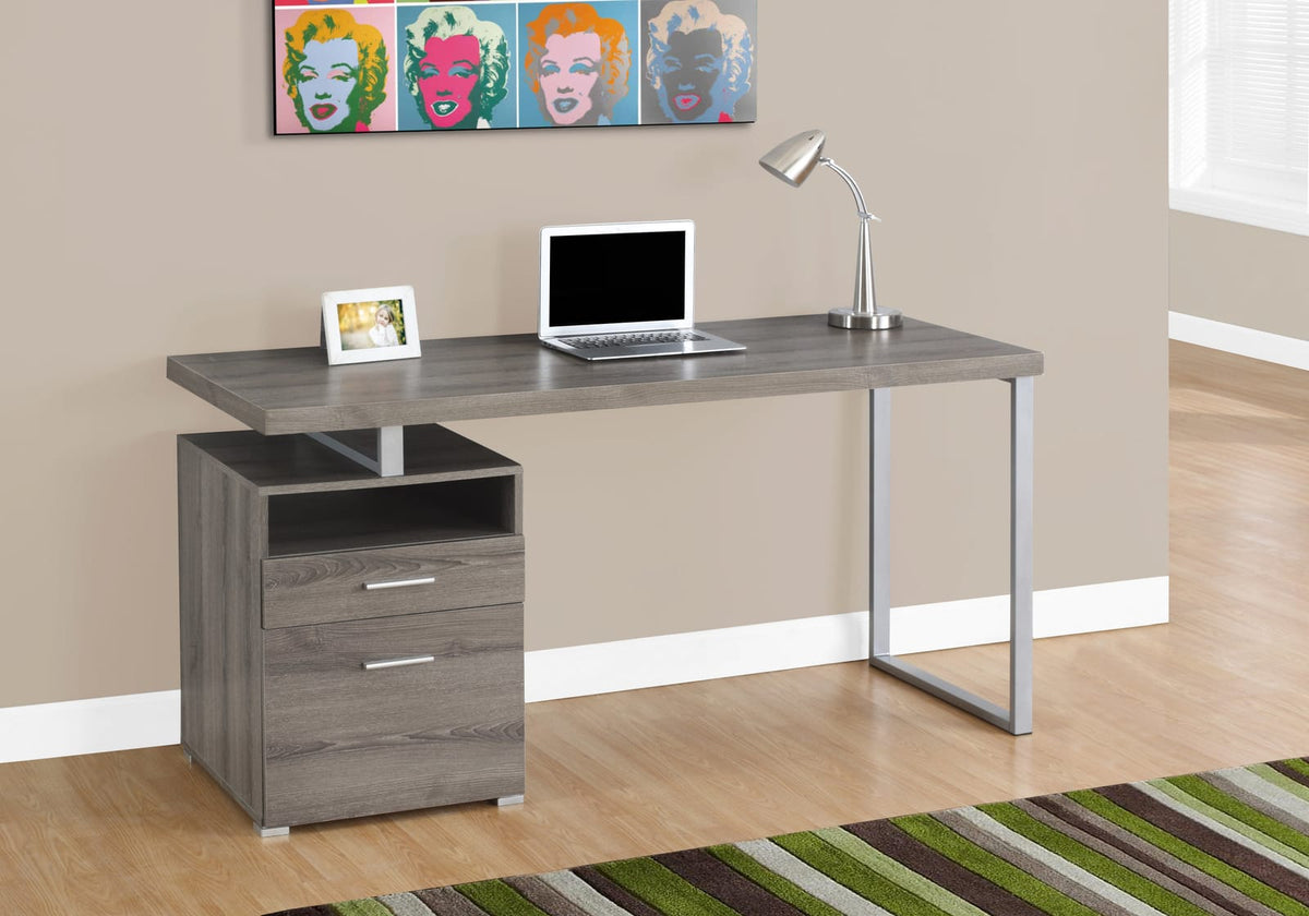 Taupe Computer Desk - 60" L Home Office Storage