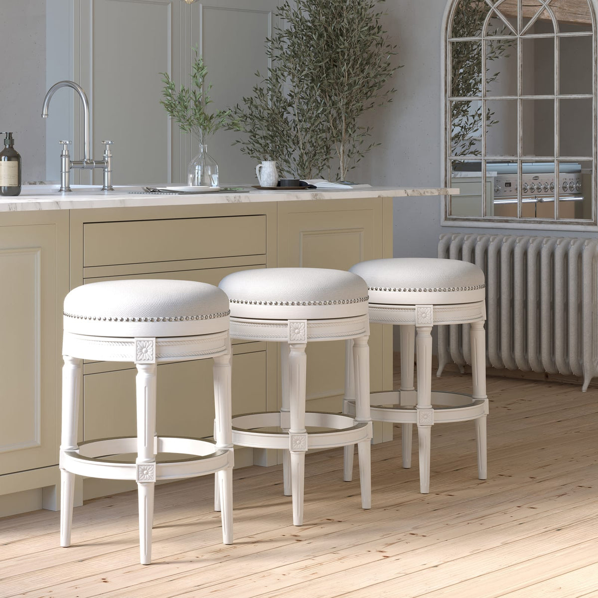 White Wood Bar Stool 31 Inch - Kitchen Island Seating