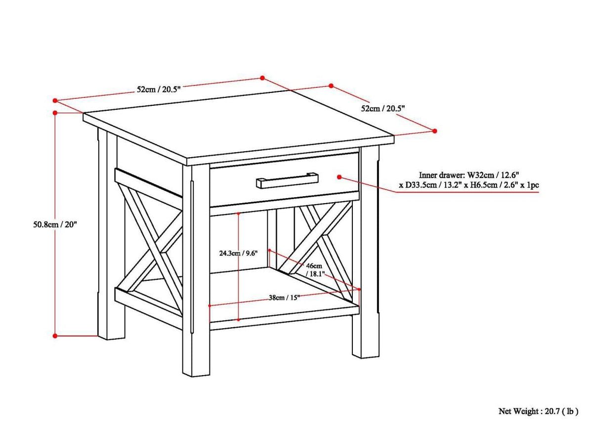 Black Wood End Table with Drawer for Bedroom Storage for Living Room