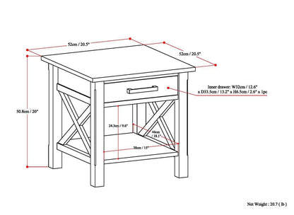 Black Wood End Table with Drawer for Bedroom Storage for Living Room