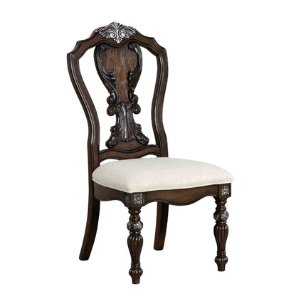 Traditional Dark Brown Solid Wood Side Chairs for Dining Room