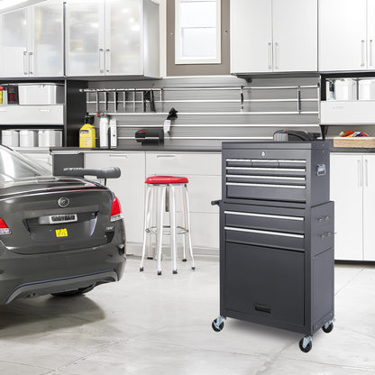 8-Drawer Steel Tool Cabinet - Rolling Storage Cart with Wheels