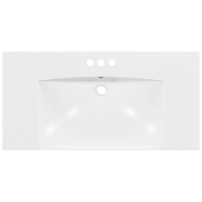 White Resin Bathroom Sink Vanity Top for Easy Renovation