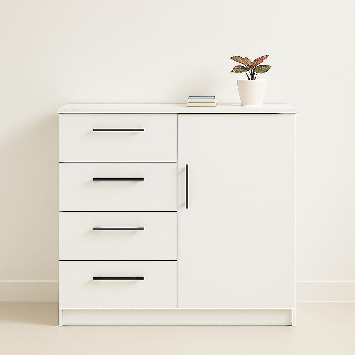 White Wood Dresser - 47" Wide Chest of Drawers for Bedroom