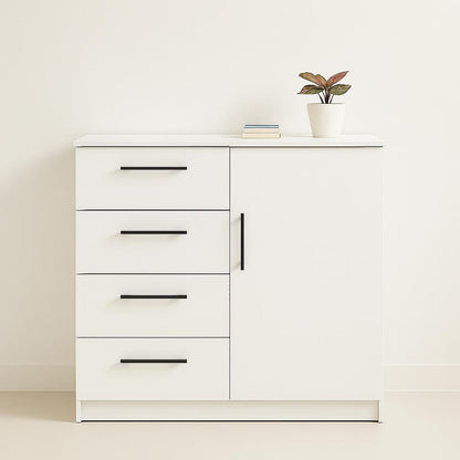 White Wood Dresser - 47" Wide Chest of Drawers for Bedroom