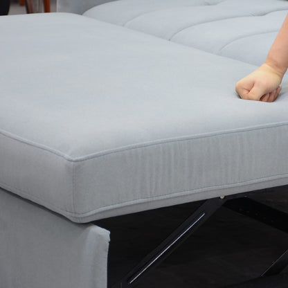 Light Blue Velvet Sofa Bed with Full-Size Conversion and Storage