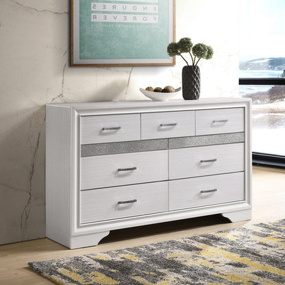 White Wood 9-Drawer Dresser for Bedroom Storage
