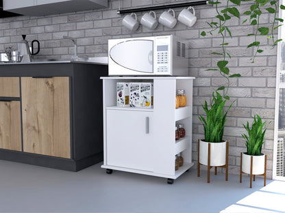 White Kitchen Island Cart - 23.6" Wide Storage for Dining Room