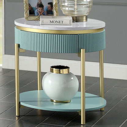 Teal Metal End Table - 23" Contemporary Living Room Table