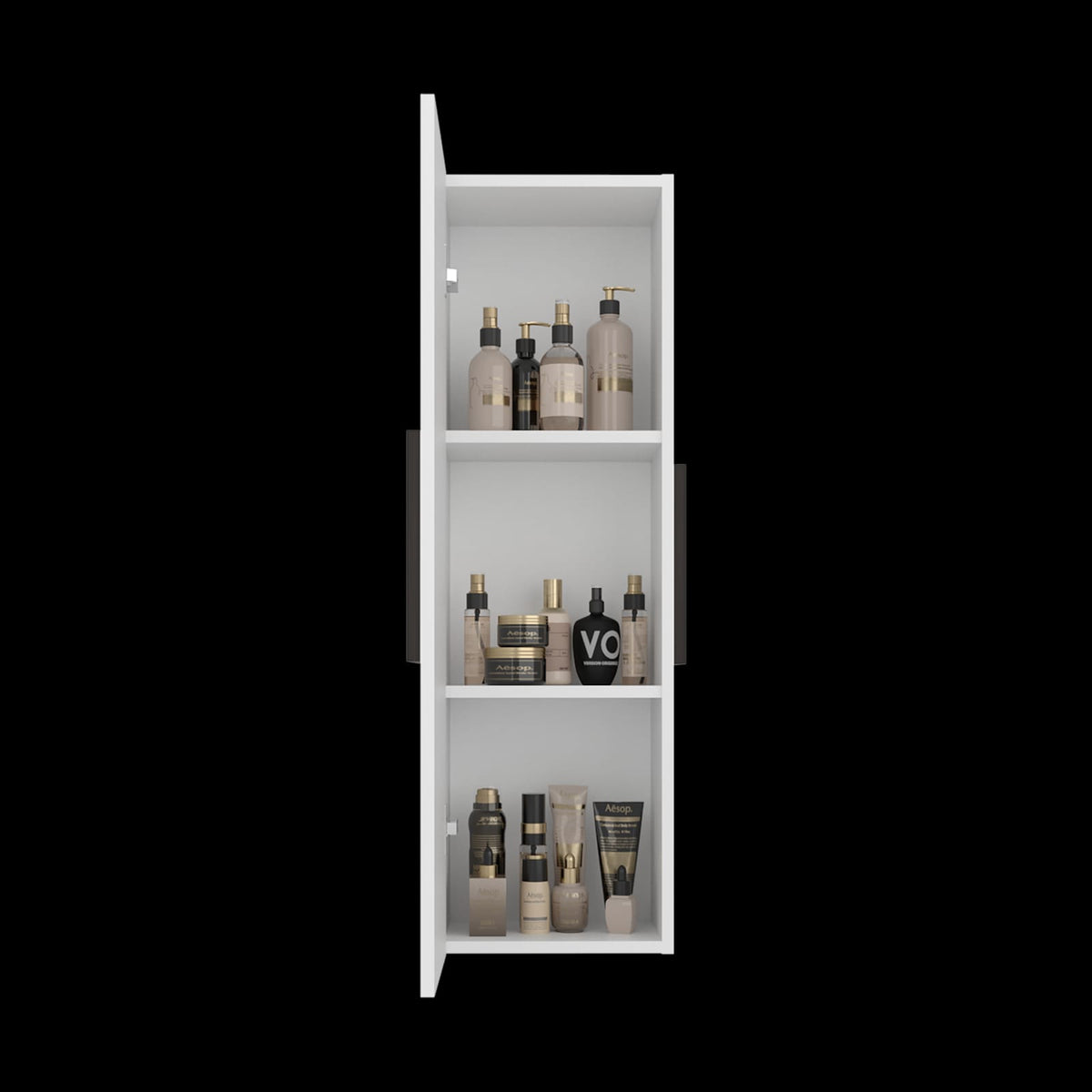 Small White Bathroom Cabinet with Shelves - 38.5" Height