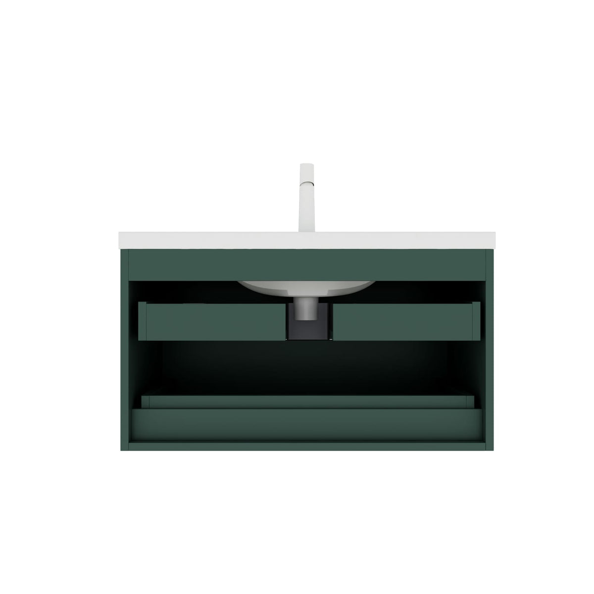 White Green Bathroom Vanity with Sink - 36" Wall Mounted Storage
