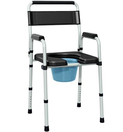 Black Adjustable Bedside Commode Chair - 331 lb Capacity