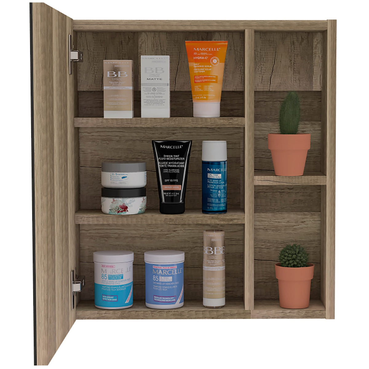 Walnut Particle Board Bathroom Storage Cabinet for Mirror Organization
