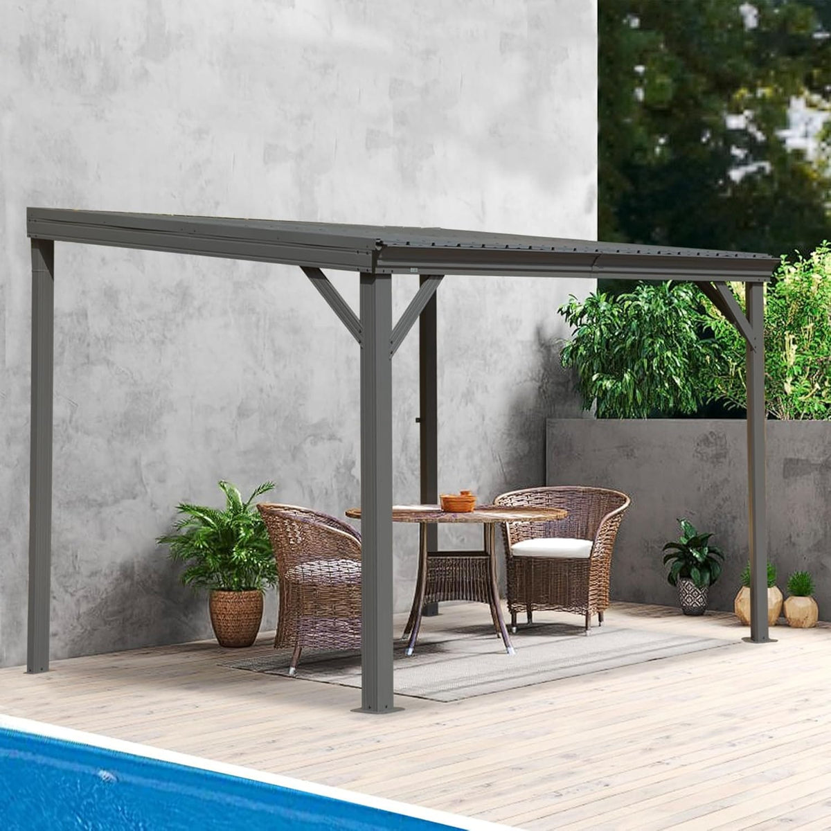 8'x10' Gray Metal Gazebo - Weather-Ready Outdoor Shade