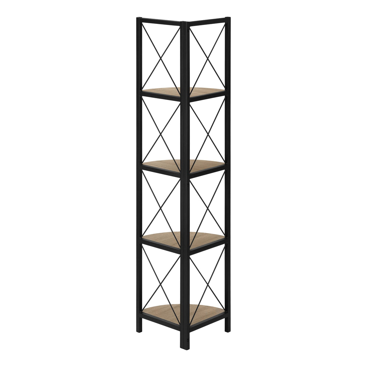 4 Tier Taupe Metal Etagere Bookshelf - Corner Display Shelf