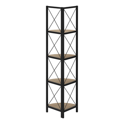 4 Tier Taupe Metal Etagere Bookshelf - Corner Display Shelf