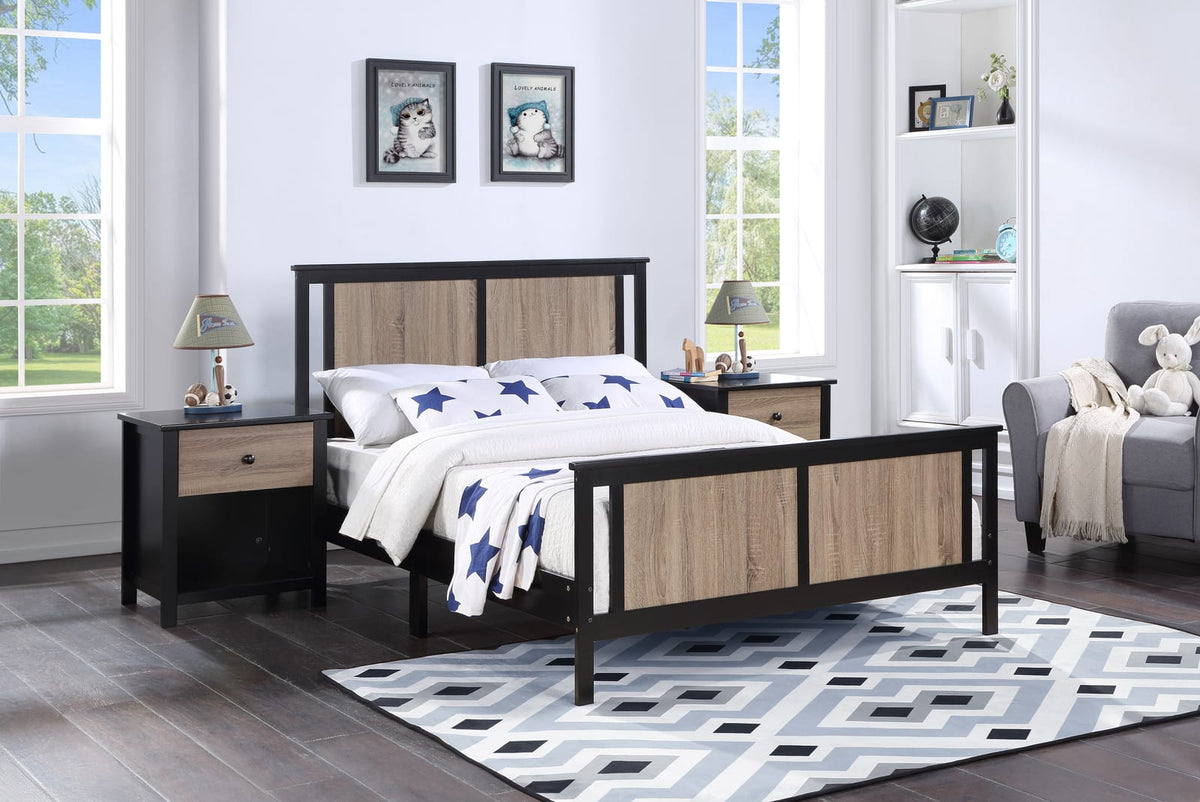 Connelly Full Size Bed - Black Solid Wood Frame