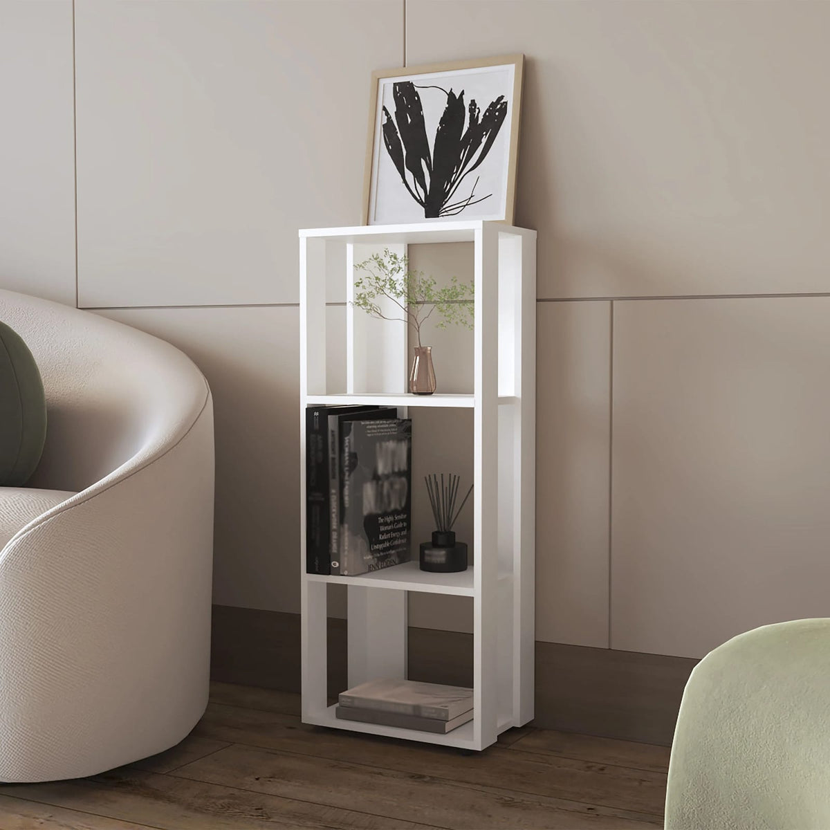 White Bookcase with 4 Shelves - Storage & Display