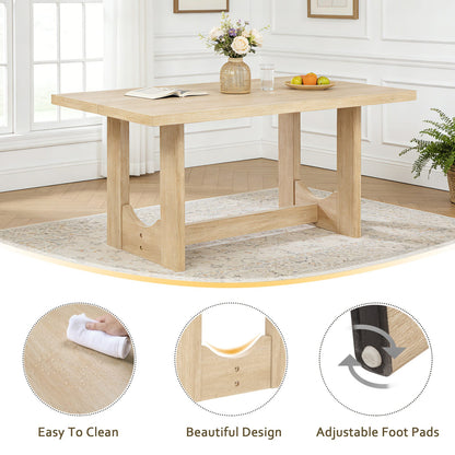 Light Oak Dining Table Set - 6 Seats with Bench