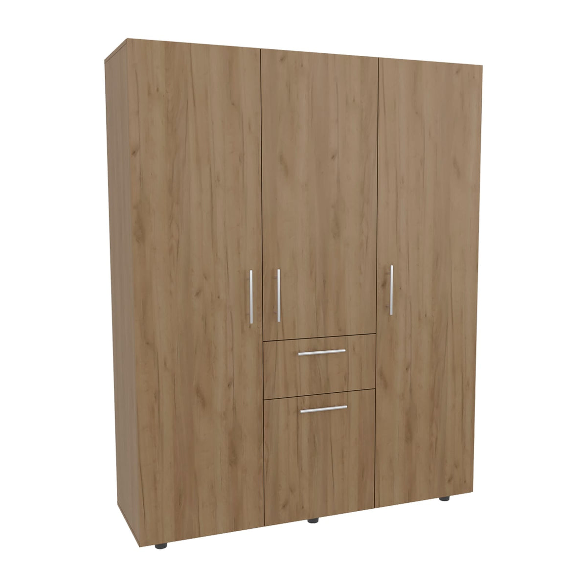 Natural Wood 2-Door Dresser with 5 Shelves for Bedroom