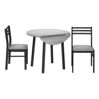 Grey Drop Leaf Dining Table Set with 2 Chairs for Kitchen for Dining Room