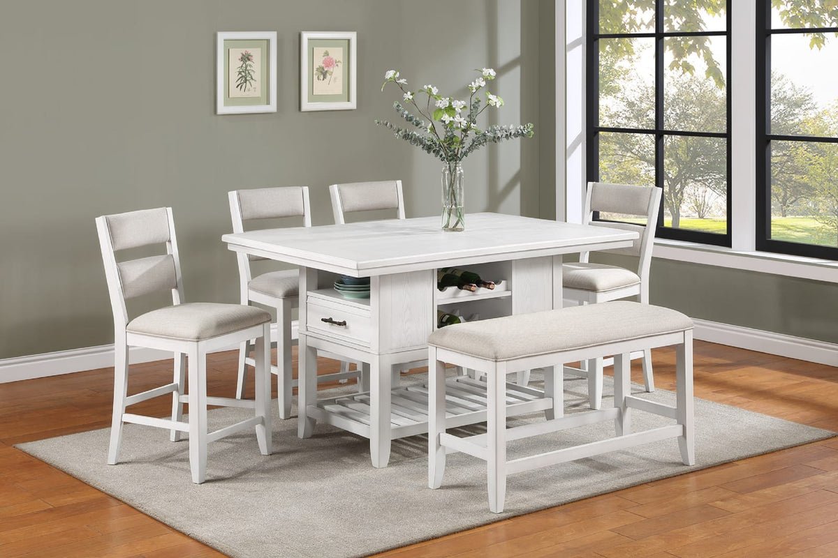 Transitional White Fabric Bench - Comfortable Guest Seating
