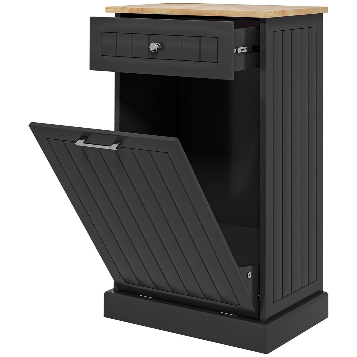 HOMCOM Kitchen Trash Cabinet - Black Storage & Safety