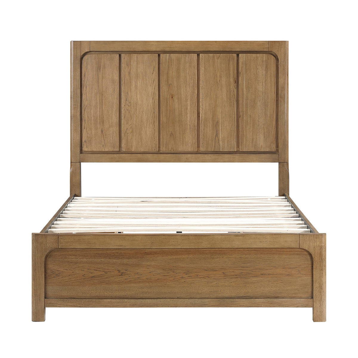 Queen Size Light Brown Wood Storage Bed Frame for Bedroom