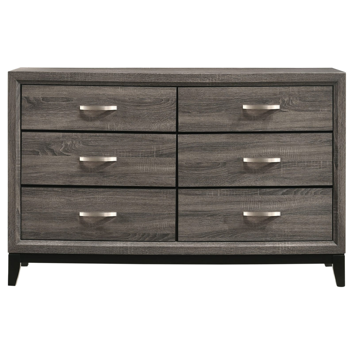 Cabrillo Grey Oak 6-Drawer Dresser - Grey Engineered Wood for Bedroom