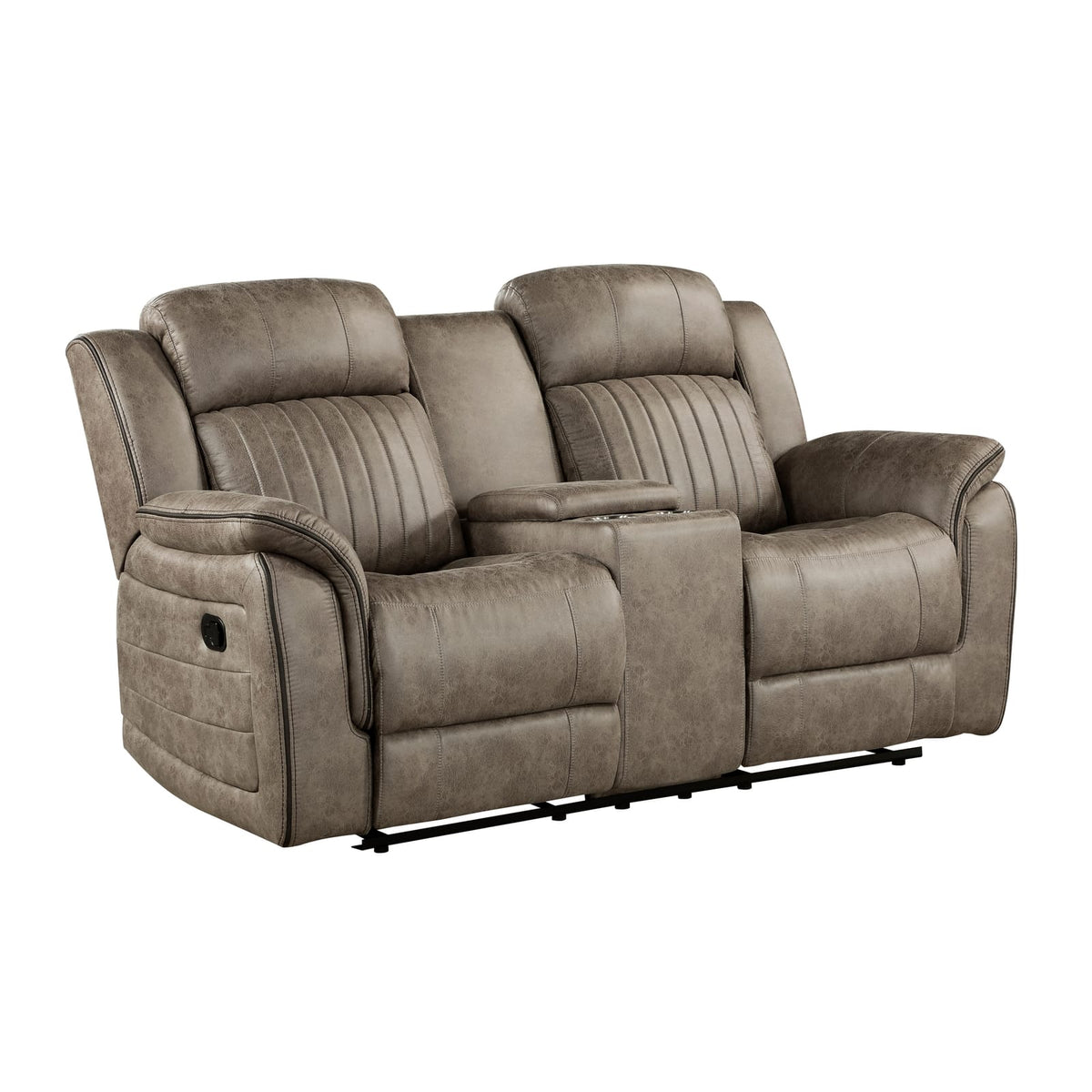 Brown Sand Microfiber Reclining Loveseat 74" Primary Living Space