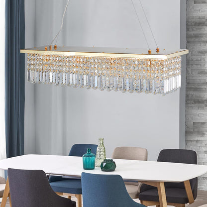Gold Rectangle Chandelier - Modern Raindrop Lighting