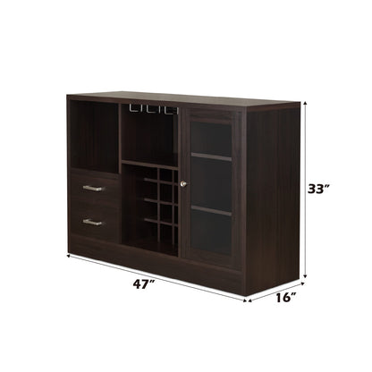 Espresso Wine Cabinet - 16" W x 47" H Storage